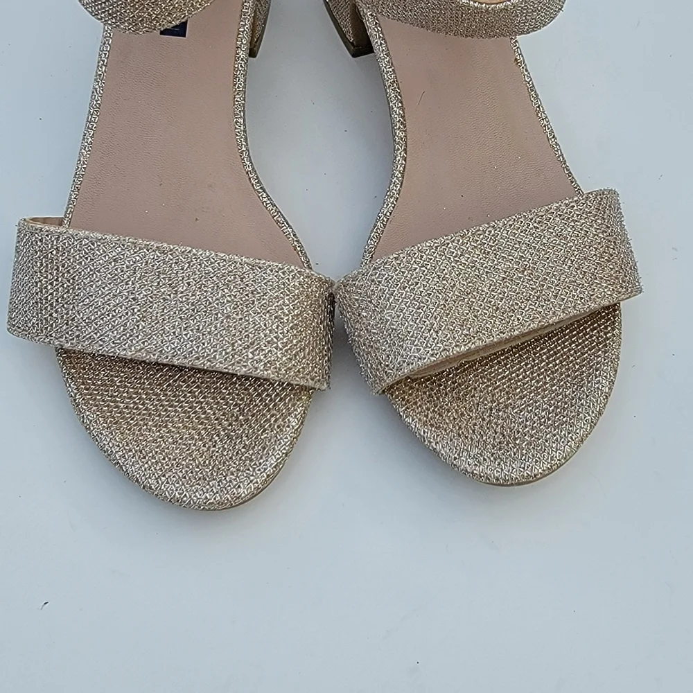 STUART WEITZMAN | Rosalyn Alexa Anklestrap Gold glitter open toe heels Size 2